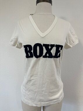 Dolce & Gabbana White V-Neck 'BOXE' Graphic Tee T-shirt Size 44 (XS-S)